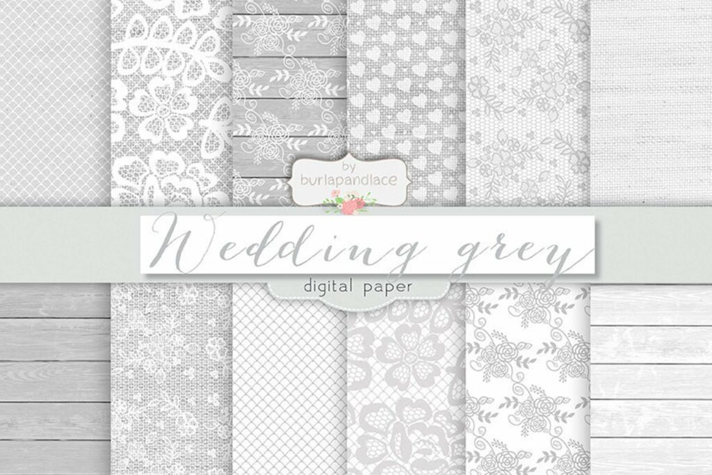 Grey Wedding Digital Paper Pack – MasterBundles