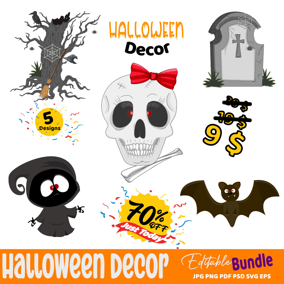 Halloween Spooky Bundle - 5 Designs facebook image.