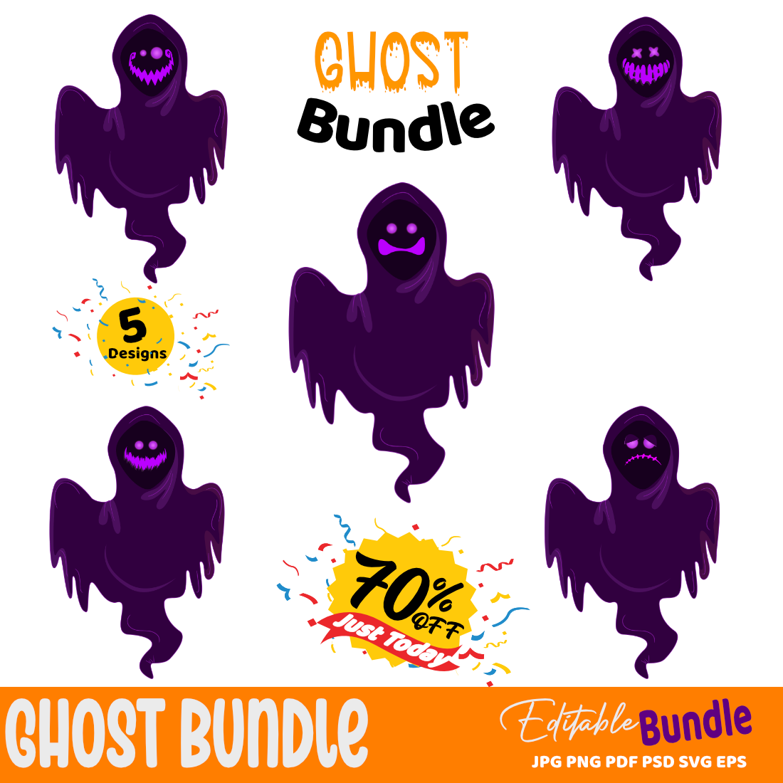 Ghost Bundle - Editable 5 Designs preview image.