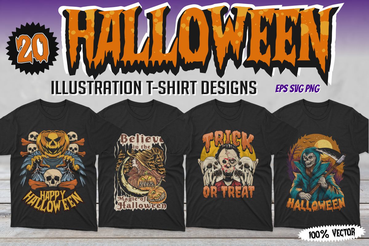 T-Shirt Spooky Halloween Illustration Preview image.