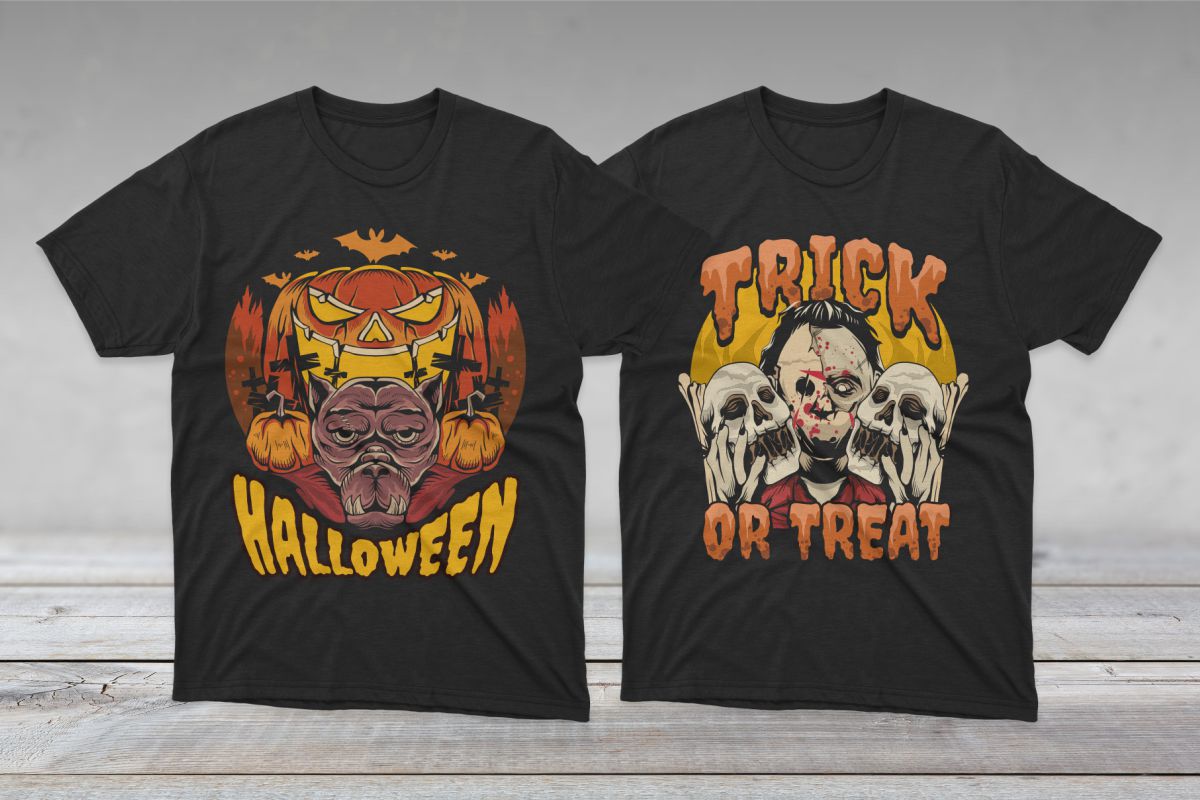 Horror T-Shirt Halloween Illustration Preview image.