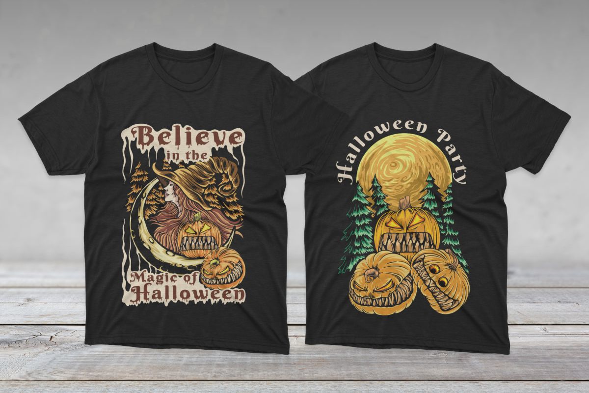 Halloween Illustration T-shirt Designs Preview image.