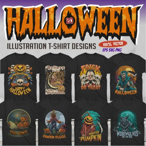 Spooky Halloween T-shirt Designs SVG cover image.