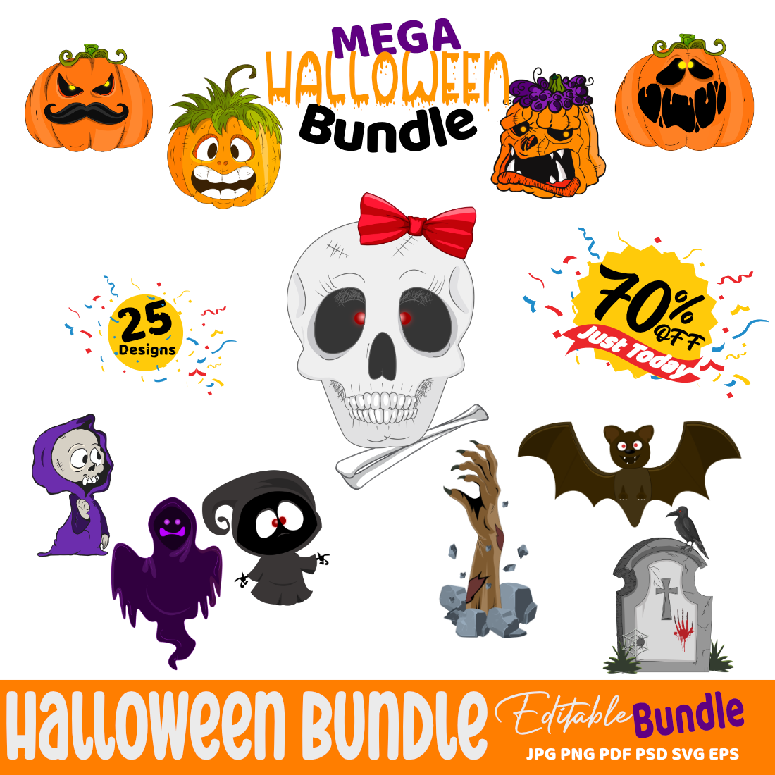 Mega Halloween Bundle - 25 Editable Designs preview image.