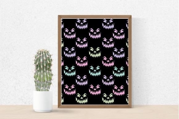 Dark poster with colorful Halloween prints.