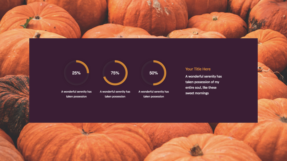 Pumpkins background with a horizontal block wit minimalistic infographics.