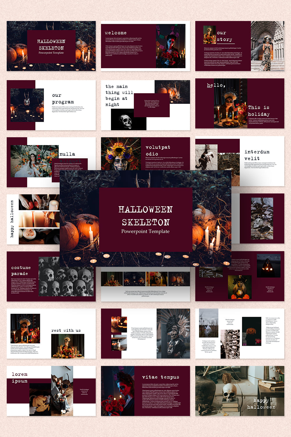 halloween skeleton powerpoint template 1000x1500