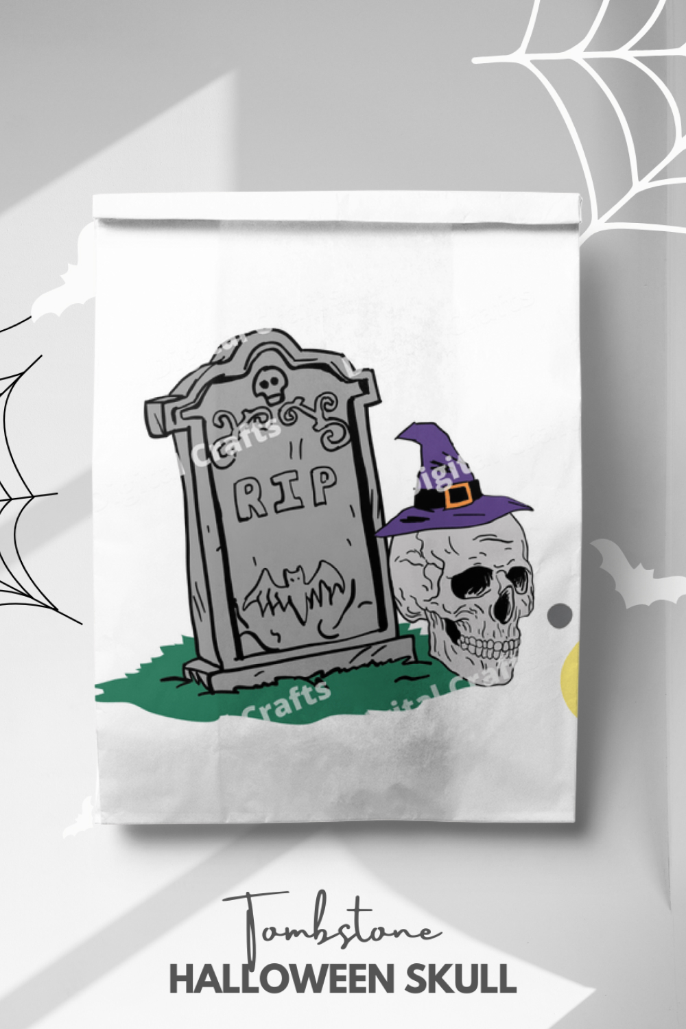 halloween skull with tombstone 1 3
