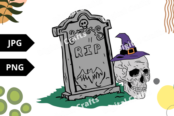 Grey coffin with the skull for your Halloween night.