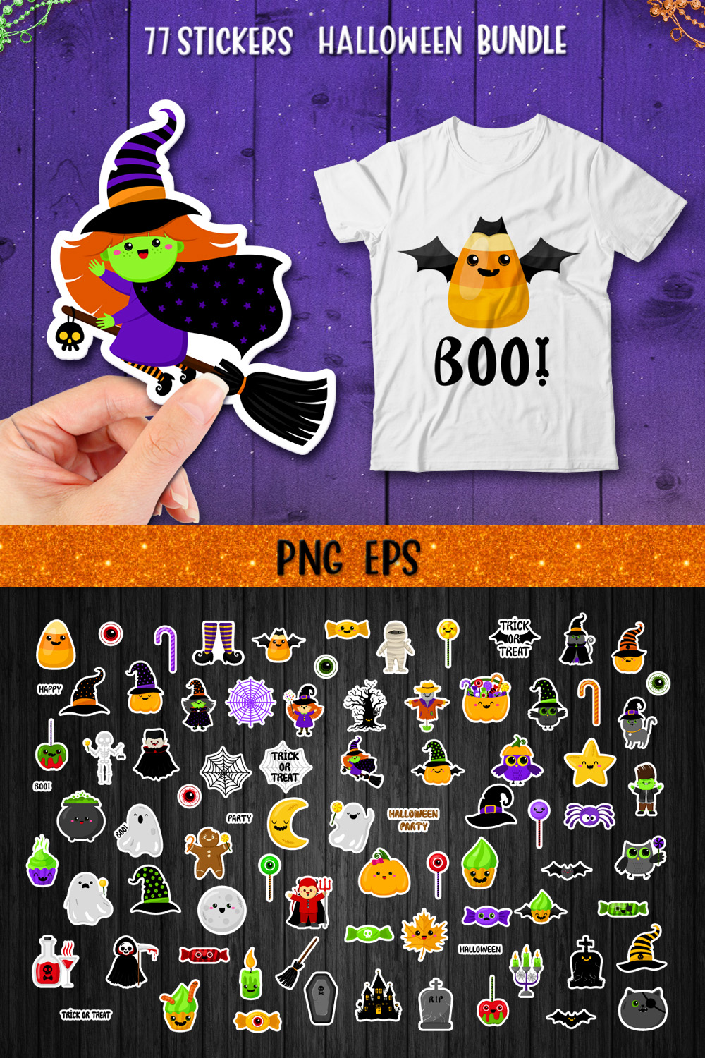 Halloween Stickers Bundle pinterest image.