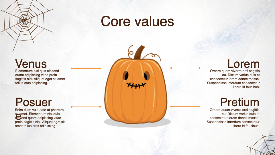 Main values of your project.