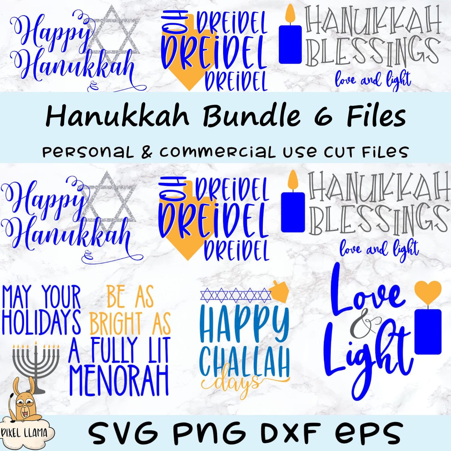 Hanukkah Bundle 6 Files SVG Cut File.