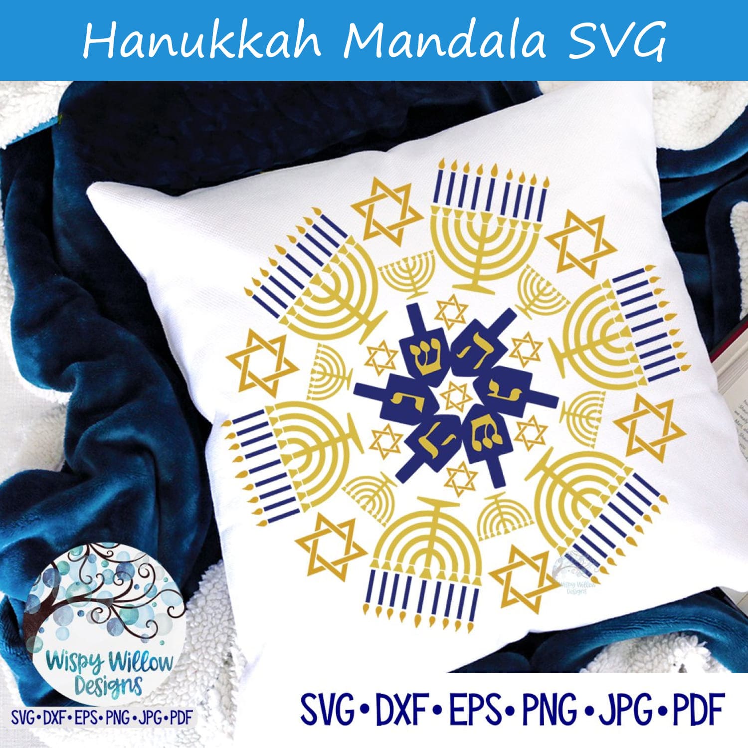 Hanukkah Mandala SVG | Round Menorah Sign Cut File.