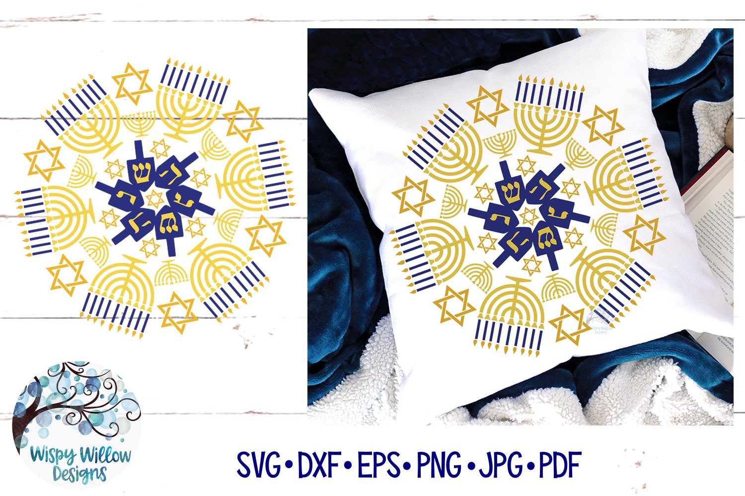Pillow with design Hanukkah Mandala Cover.