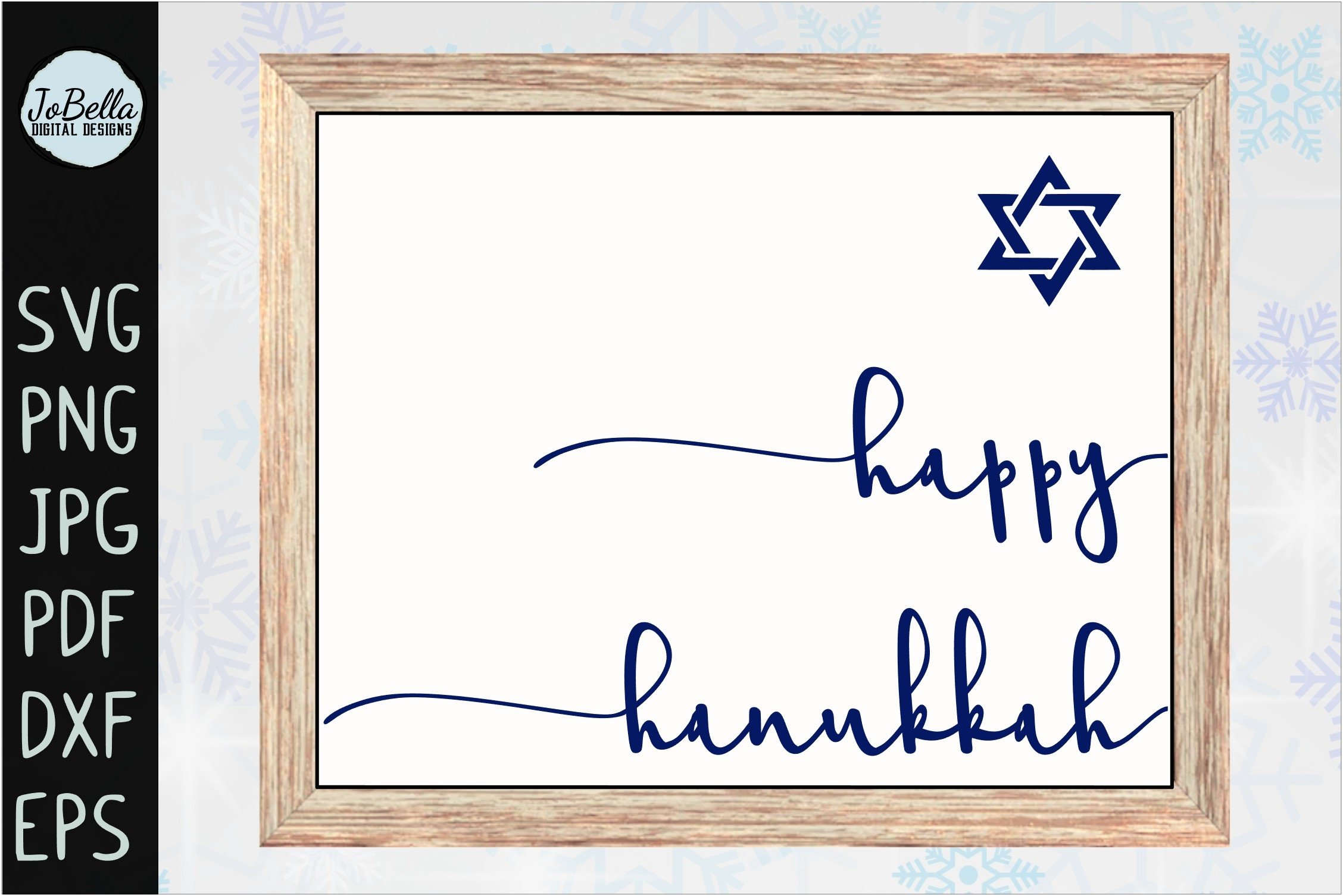 The lettering "Happy Hanukkah".