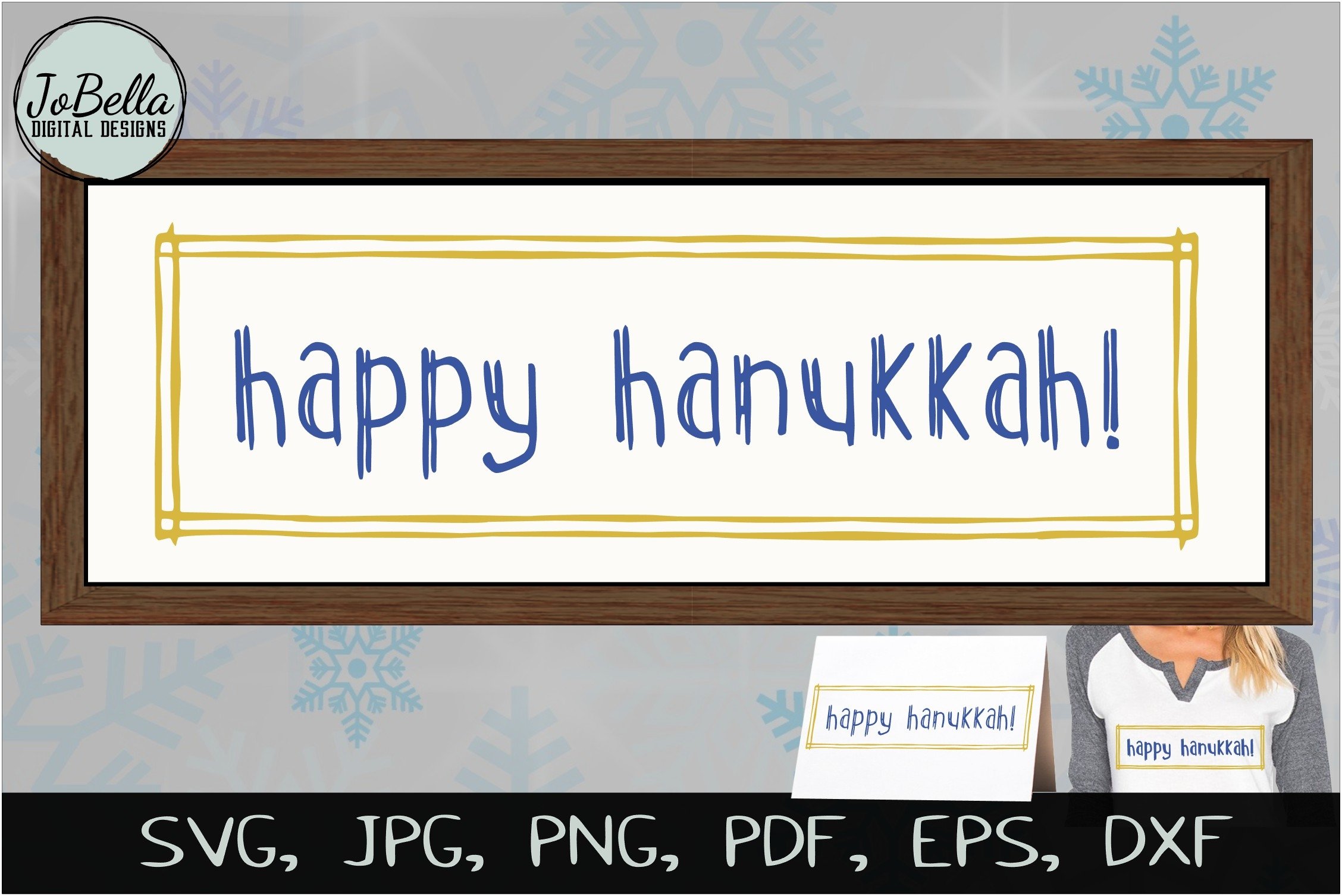 The lettering "Happy Hanukkah".
