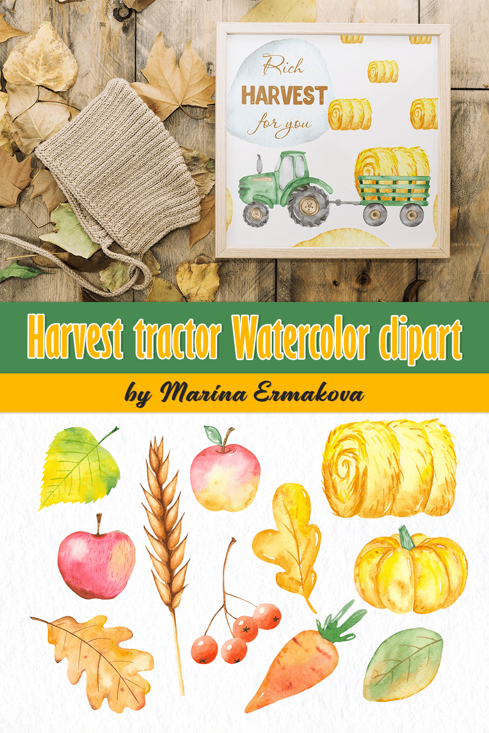 harvest tractor watercolor clipart pinterest
