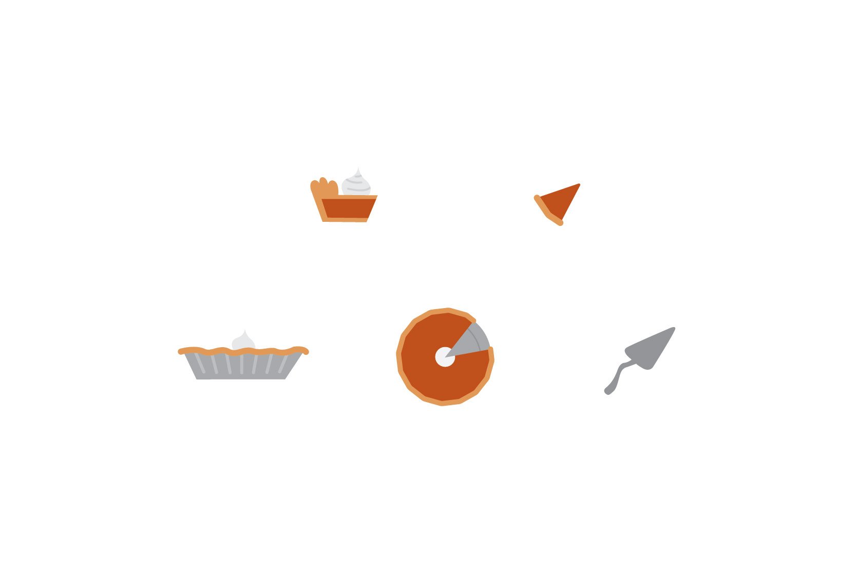 Minimalistic illustration with pie and some devices.