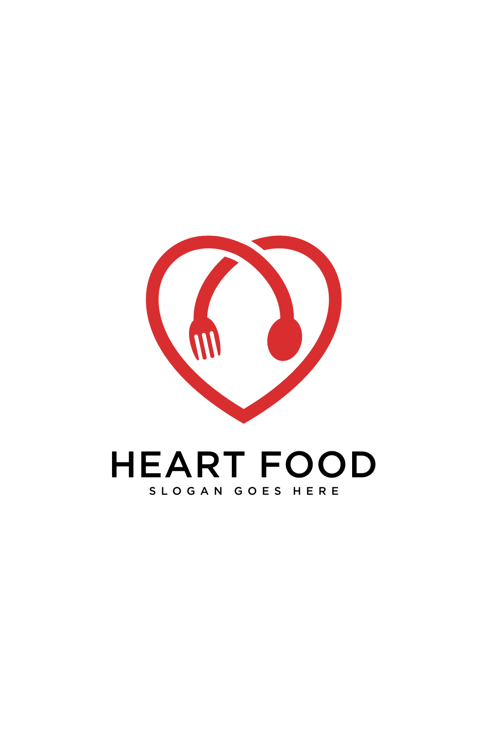 Heart Food Logo Design Vector pinterest image.