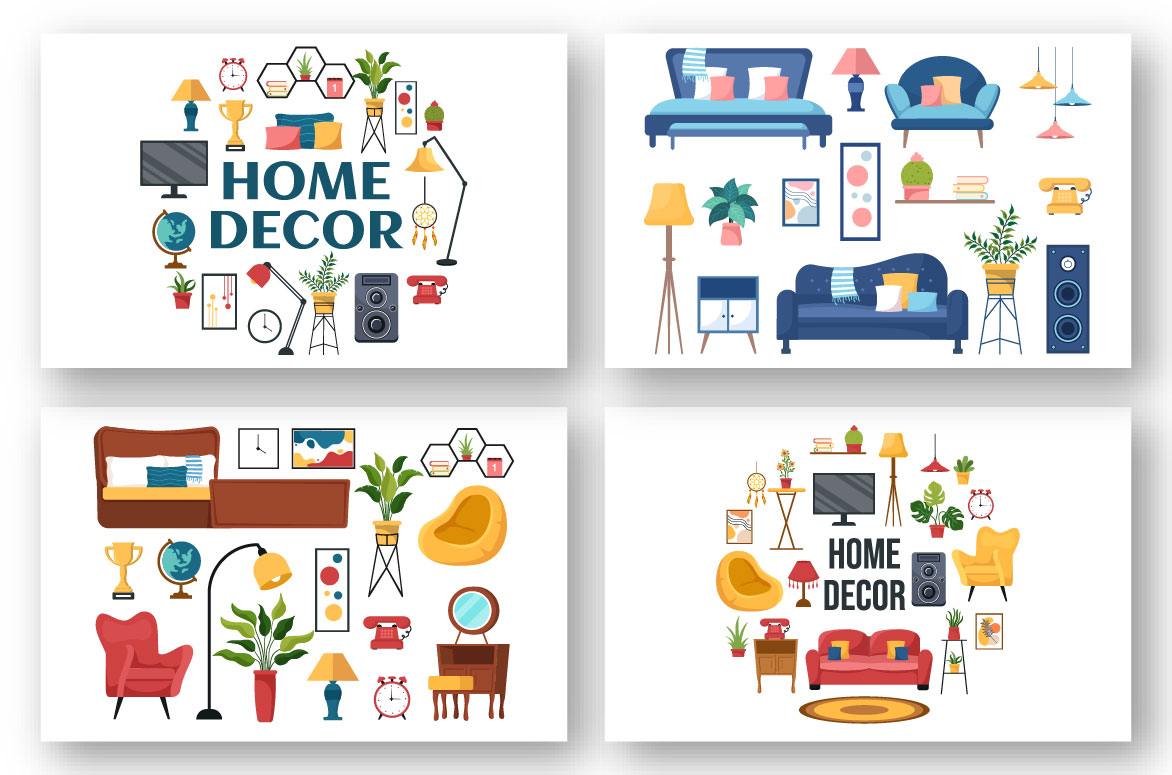 10 Home Decor Living Room Illustration collection.