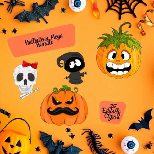 Mega Halloween Bundle - 25 Editable Designs cover image.