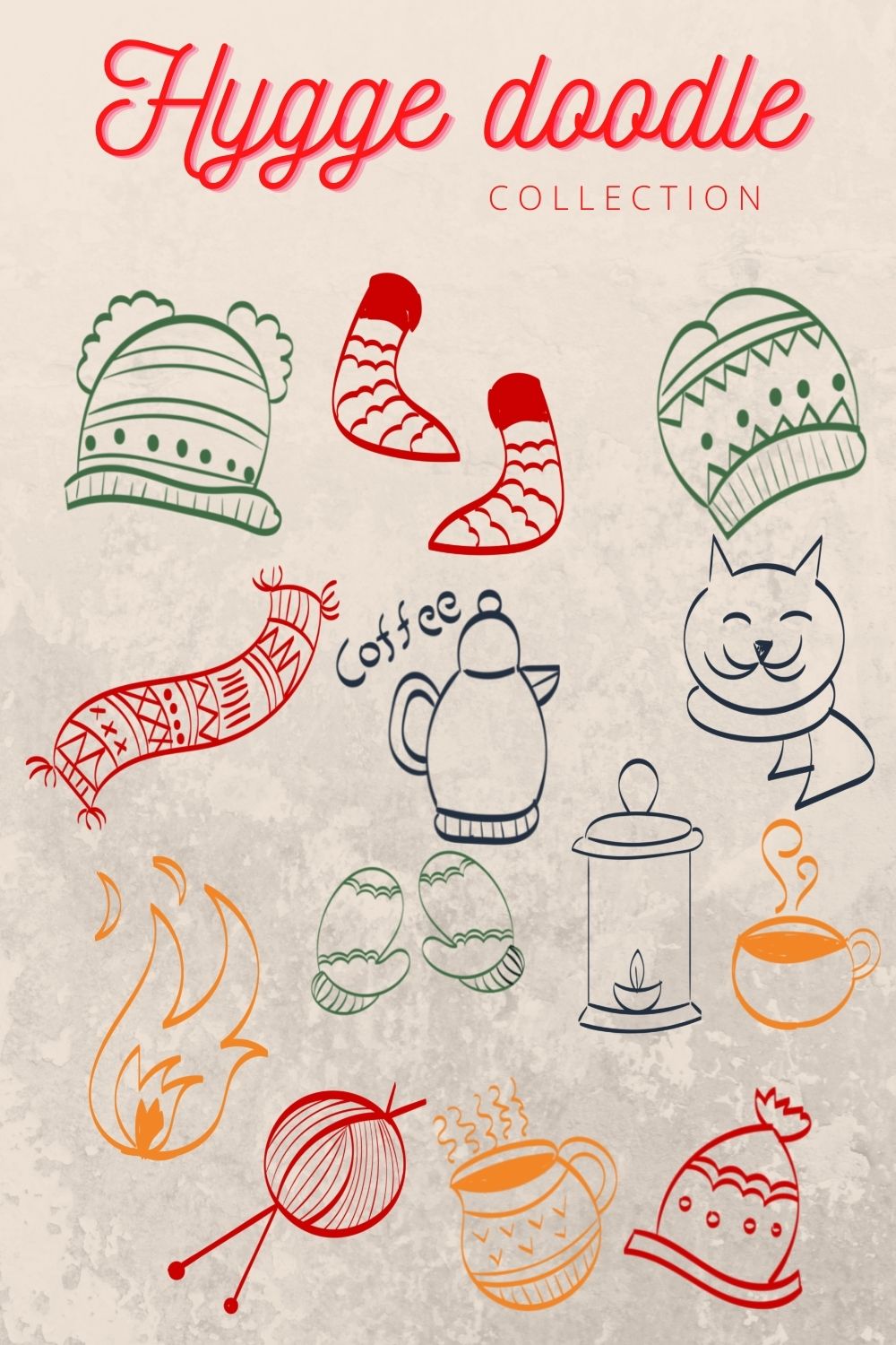 13 Hygge Doodle Collection - $8 Only pinterest image.