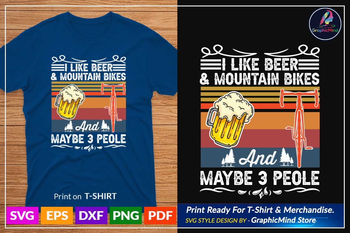 Blue t-shirt with so big illustration with a beer.