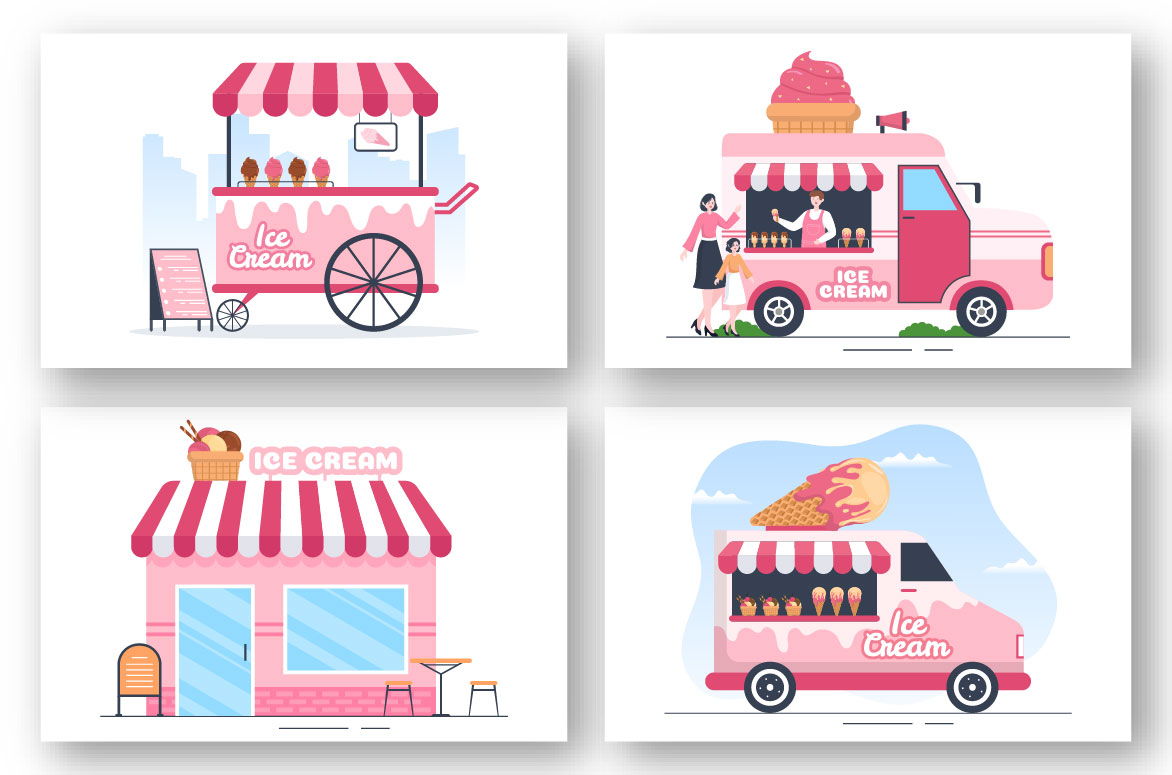 Ice Cream Pink Illustration Preview image.
