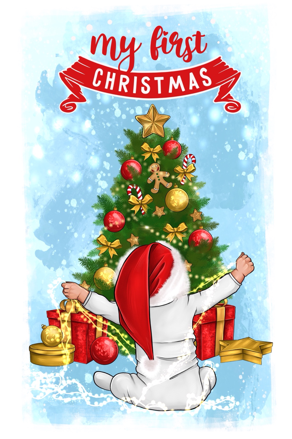 My First Christmas Illustrations Pinterest image.