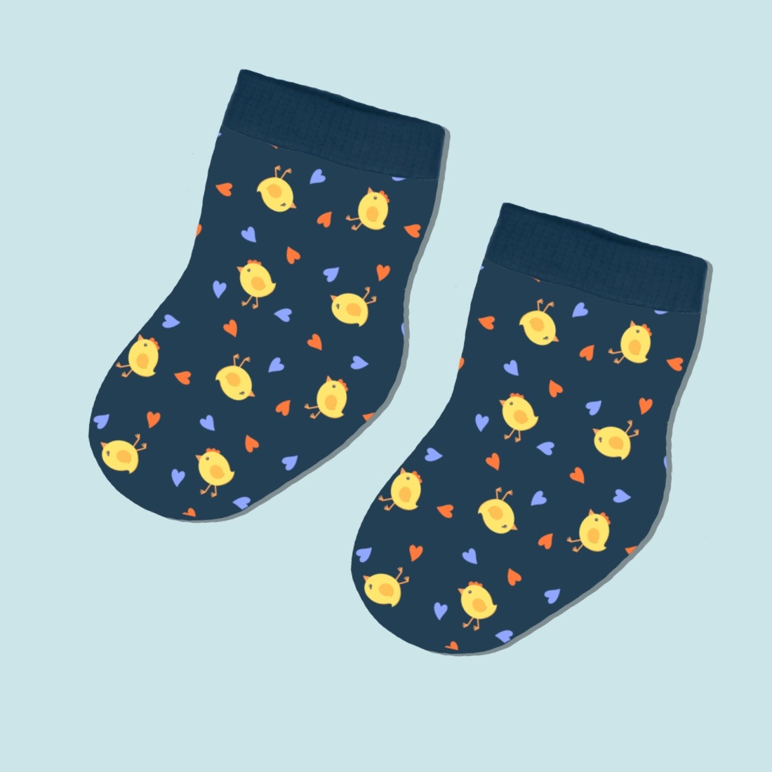Cute Socks Chickens and Hearts Poster Seamless Pattern Preview image.