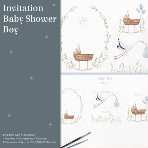 Invitation baby shower boy - main image preview.
