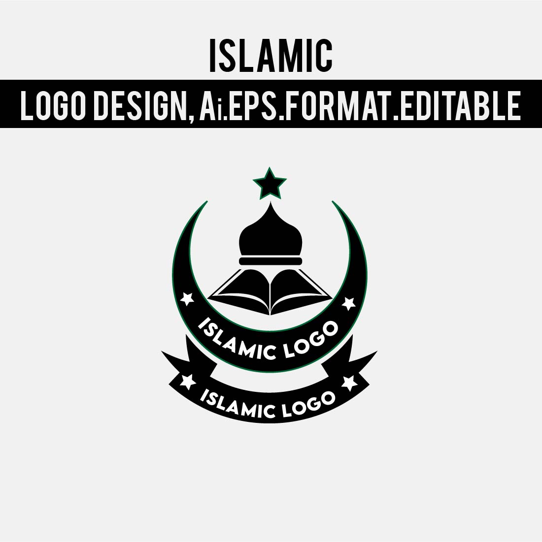 Islamic Editable Logo Black Vector Preview image.