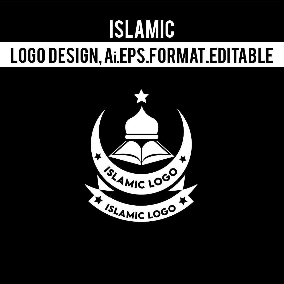 Islamic Editable Logo White Vector Preview image.