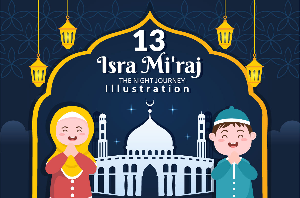 13 Happy Isra Miraj Illustration facebook image.