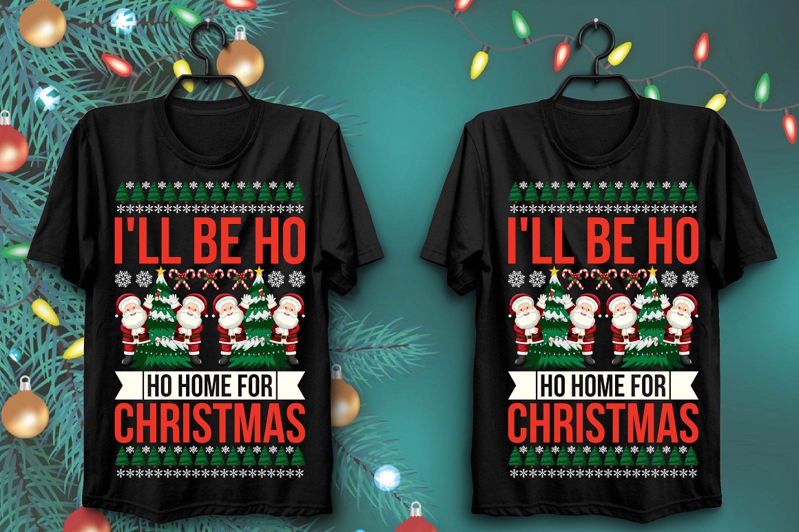 Black t-shirts with fantastic Christmas print.