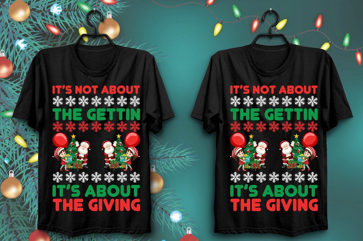Black T-shirts with gorgeous Christmas print.