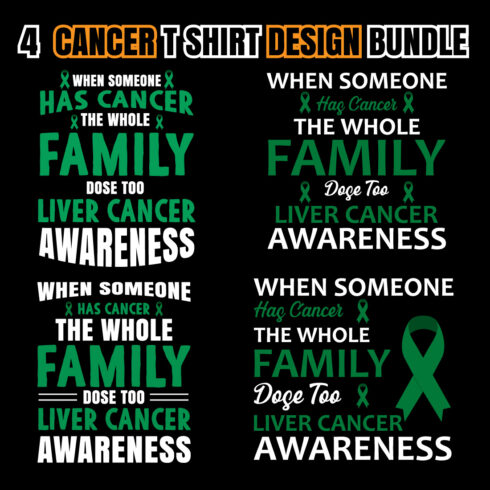 4 Print Ready Cancer T-shirt Design Bundle cover image.