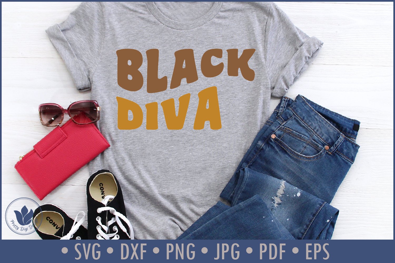 T-shirt in gray with a beautiful print with the words "Black Diva".