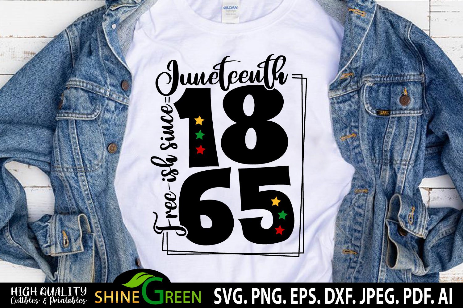 White Juneteenth colorful print T-shirt.