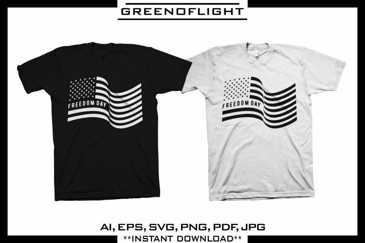 White and black t-shirt with colorful black american flag print.