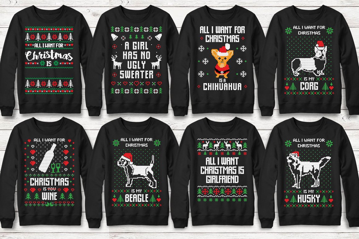 Sweatshirts with comic prints in the New Year theme.