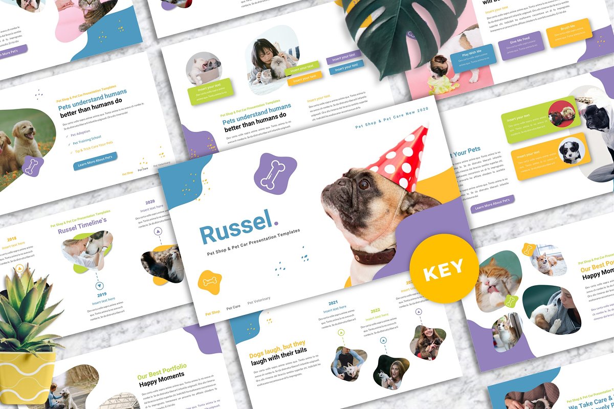 Cover image of Russel - Pet Care Keynote Template.