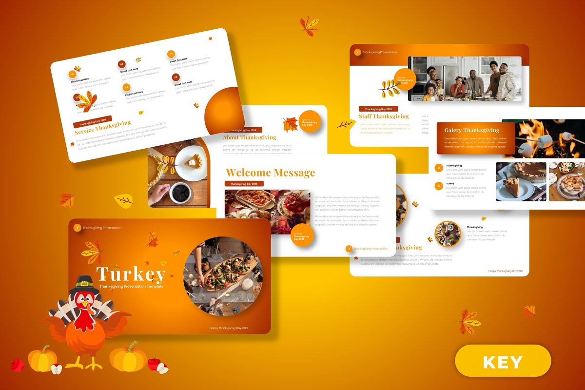 Cover image of Turkey Happy Thanksgiving Keynote Template.