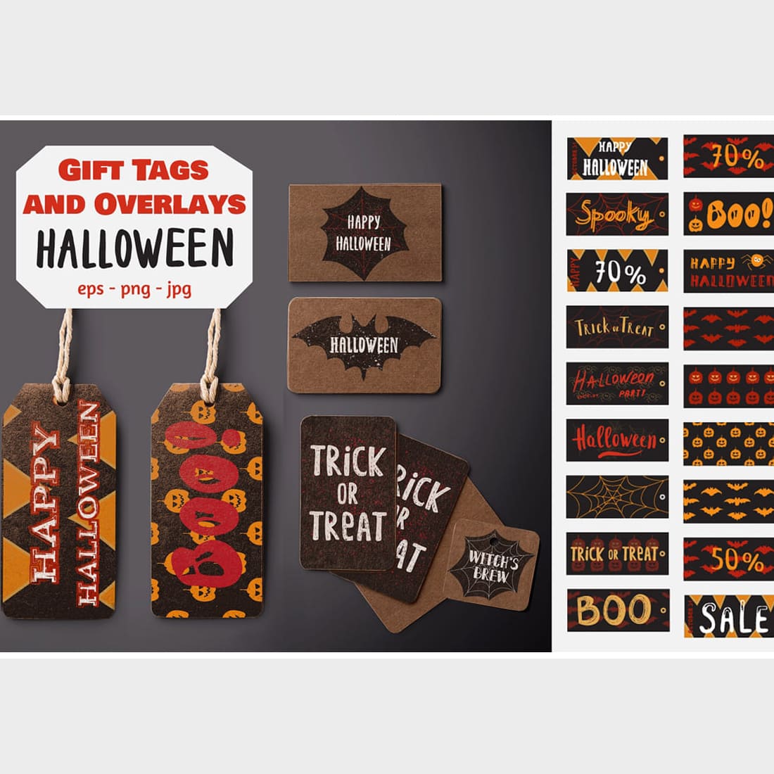 Halloween Kraft Labels Collection Mockup Preview image.