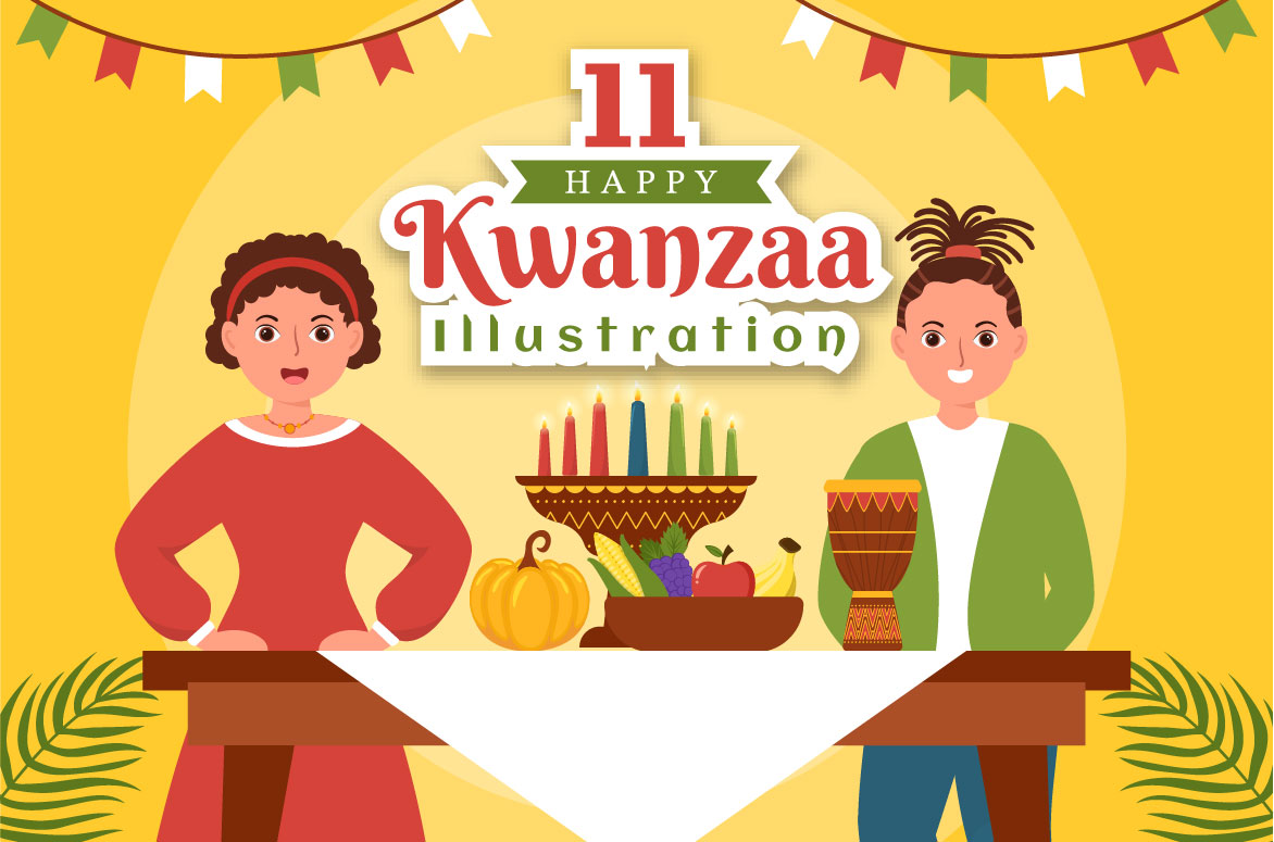 11 Happy Kwanzaa Holiday African Illustration facebook image.