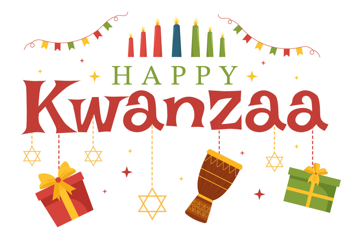 11 Happy Kwanzaa Holiday African Illustration elements.