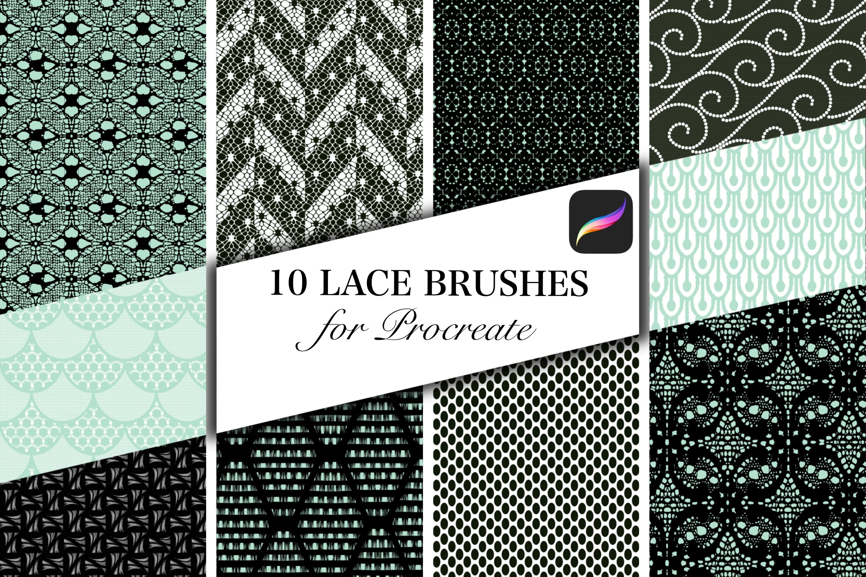 10 Lace Brushes For Procreate.