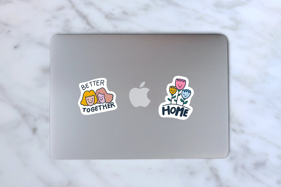 Laptop with adorable stickers.