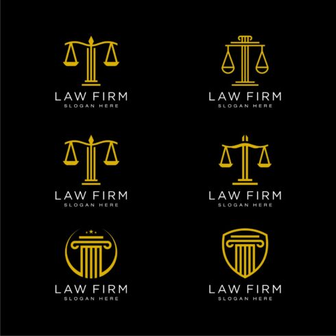 Set of Law Firm Logo Design Line Style cover image.