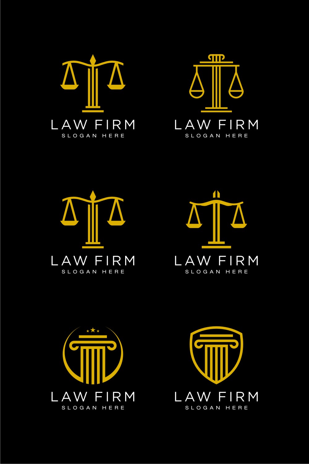 Set of Law Firm Logo Design Line Style pinterest image.
